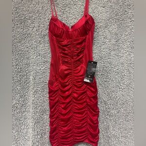Bebe Scarlet Ruched Mini Dress